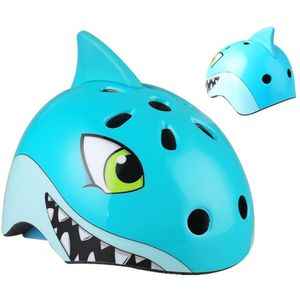 Kinderen Fietshelm Kinderen Sport Helm 3D Cartoon Shark Helmen Voor Schaatsen Fietsen Paardrijden-Size 50-54cm (Blauw)