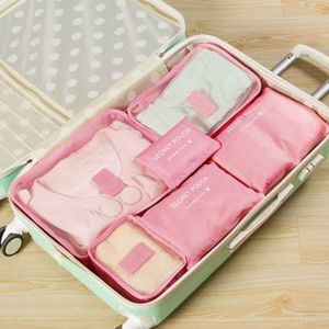 6pcs Travel Organizer Bag Kleding Pouch Portable Storage Case Bagage Koffer Chic Tassen Unisex Gebruik Reizen Accessoires