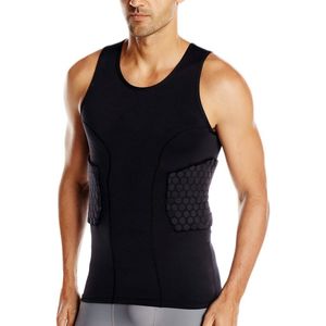 Mannen Rib Protector Padded Vest Compressie Shirt Training Vest Met 3-Pad Voor Voetbal Basketbal Hockey Beschermende gear