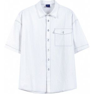 Iefb/Herenkleding Korte Mouwen Mannelijke Koreaanse Mode Japanse Zwart Wit Shirt Dubbele Zakken Casual Alle-Match Tops 9Y2245