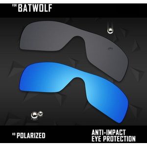 OOWLIT 2 Stuks Gepolariseerde Zonnebril Vervanging Lenzen voor Oakley Batwolf-Zwart en Ijs Blauw