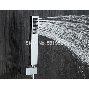 Koper Handdouche Vierkante Handheld Douchekop met Wrijven Clog gratis Nozzles Chroom