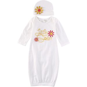 Schattige Baby Meisje Kleding Pasgeboren Zuigeling Meisje Nemen Home Baby Gown Bloemen Nachtkleding Kostuum Hoed Pajama