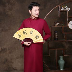 Rode Chinese Mannen Robe Kimono Faux Zijde Bad Gown Badjas Nachtjapon Nachtkleding Hombre Pijama