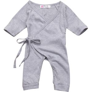 Pasgeboren Baby Baby Jongens Meisjes Angel Wing Effen Romper Jumpsuit Kleding Lange Mouwen Casual Baby Kleding 0-24M