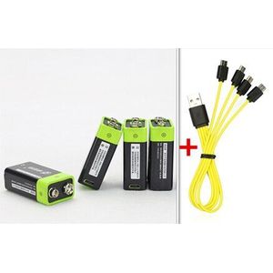 Znter 600 Mah Usb 9V Oplaadbare Lithium Batterij 6F22 Oplaadbare Lithium Polymeer Batterij + Micro Usb Opladen kabel