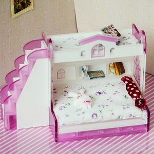 1/12 Poppenhuis Miniatuur Meubelen Dubbele Stapelbed Kinderen Slaapkamer Decor