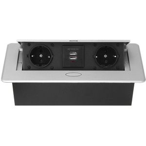 Multifunctionele Desktop -Up Socket Aluminium Dual Usb-poort Opladen Desktop Desktop Socket Eu Plug