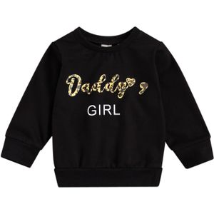 Pasgeboren Kid Baby Meisje Top Fall Katoen Lange Mouwen Casual Elastische Sweatshirt Warm Letters Trui Herfst Warme Kleding