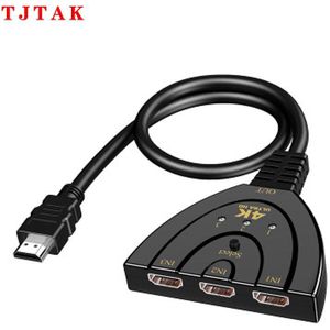Hdmi Switch, Adaptermvp Vergulde 3-Port Hdmi Switcher,Splitter, ondersteunt Full Hd 4K 1080P 3D Speler, Hd Tv, Lcd, Pc, Projector,Au