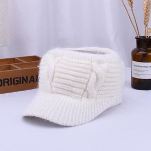 Womens Winter Warm Twist Knit Beanie Hat Fleece Hoge Broodje Paardenstaart Visor Beanie Cap