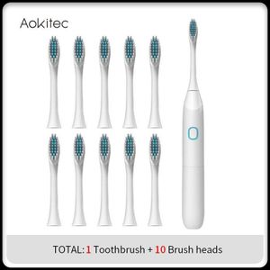 Aokitec Elektrische Sonische Tandenborstel 50% Off Vervanging Heads Batterij Automatische Waterdichte Tandenborstel Diepe Reiniging Mondhygiëne