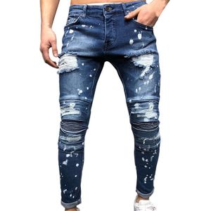 Mid Taille Straight Ripped Gat Jeans Mannen Jeans Effen Ripped Benauwdheden Gewassen Gat Cool Broek