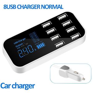 Meerdere 8 Port Usb Car Fast Charger Hub Qc 3.0 Quick Charger Met Lcd Voltage Display Opladen Dock Station Mobilephone lader
