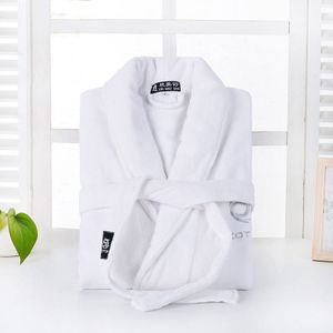 Winter Mannen Lange Gewaad Warme Dikke Badjas Night Jurken Man Handdoek Fleece Kimono Pyjama High-End Brief Borduurwerk Bad gewaden