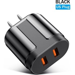 Uslion Dual Usb Charger 5V 2.4A Snelle Opladen Muur Mobiele Telefoon Oplader Voor Iphone Samsung Xiaomi Draagbare Eu Ons plug Adapter