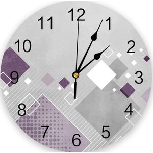 Wandklok - Geometrisch - Paars - PVC - Digitale Klok - 25 cm