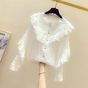 Japanse Lotusblad Overhemd Herfst Losse Kraag Temperament Fee Kant Lange Mouwen Victoriaanse Shirt Gothic Lolita Cos