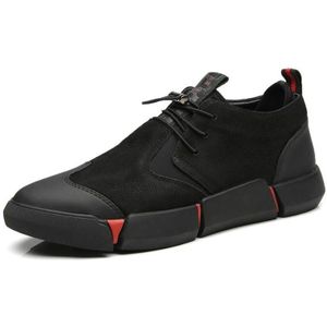 Brand Alle Zwarte Mannen Lederen Casual Schoenen Mode Ademende Sneakers Mode Flats Grote Plus Size 45 46 TD-01