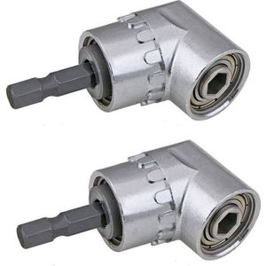 2 Stuks Haakse Boor, 105 Graden Multifunctionele Haakse Driver Met 1/4Inch Hex Bit Socket Schroevendraaier Houder Adapter
