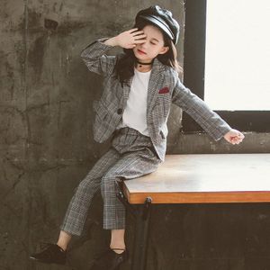 Meisjes Kleding Set Herfst Winter Lange Mouw Plaid 2 Stuks Kinderkleding Casual Mode Pak Voor Kinderen Trainingspak 6 8 10 12 13 Y