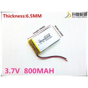 Li-po 3.7 V lithium polymeer batterij 6.5*2338 652338 800 mAh MP3 MP4 GPS 6.5*23 * 38mm lithium batterij kleine stereo GPS