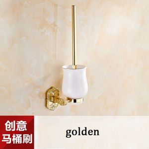 Wc Borstel Houders Antiek Brons Keramische Wc Cup Voor Toiletborstel wandmontage Badkamer Accessoires Golden Luxe 3309