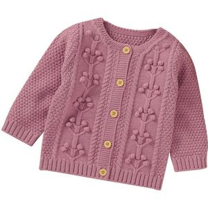 Focusnorm 0-24M Baby Meisjes Winter Trui Jas Knit Bloemen Print Lange Mouwen Single Breasted Warm Outfits