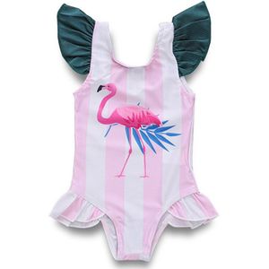 Peuter Kids Baby Meisje Badmode Badpak Flamingo Roze Streep Bikini Badpak Zwemmen Beachwear Zomer