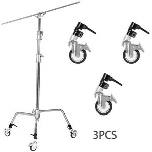 3Pcs C-Stand Swivel Caster Wiel Set 30Mm Diameter Voor Fotografie Eeuw Opvouwbare Light Stand Statief Magie been