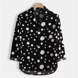 Mens Shirt Vintage Boho Dot Lange Mouw Elegante Jurk Shirts Mannen Casual Formele Party Shirts Tops Camisa Slim fit Hombre