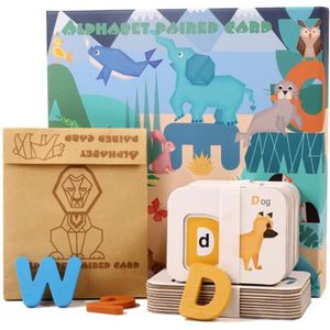 Nummers En Alfabetten Flash Kaarten Set-Abc Houten Letters En Cijfers Animal Card Board Matching Puzzel Speelgoed Voor Peuter
