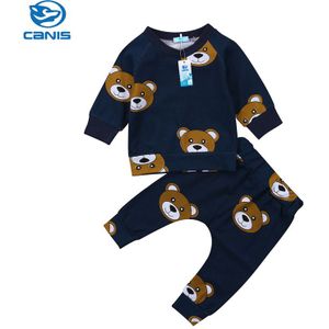 CANIS Carton Bear Baby Boy Meisje kleding set sweatshirt T-shirt Broek Legging Outfit voor Pasgeboren Baby Kid Kleding