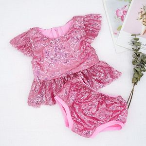 Pailletten Baby Meisje Outfits Flare Mouw Zomer Mode 2 Stuks Kleding Sets Voor Meisje Jongen Baby Kleding 0-2Y E047