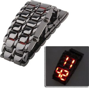 Man Vogue Lava Style Led Digitale Horloge Met Sluiting Metalen Band Xin