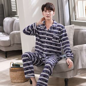 Herfst 100% Katoen Lange Mouw Pyjama Sets Voor Mannen Nachtkleding Ondergoed Mannelijke V-hals Loungewear Homewear Kleding