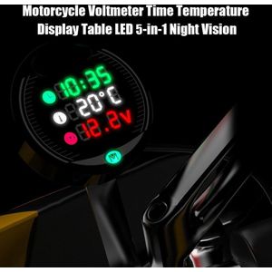 Motorfiets Elektronische Digitale Thermometer Voltmeter Tijd Klok Temperatuur Dc Voltage Meting Usb Opladen Functie