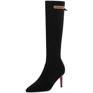 Extreme Hoge Hak Vrouw Laarzen Knie Hoge Laarzen Dunne Hak Lange Laarzen Zip Puntschoen Dames Schoenen Herfst Winter Rood sole Laarsjes