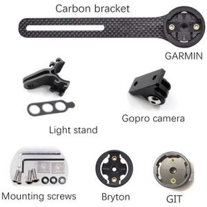 Full Carbon Fiber Garmin/Bryton/Cateye/Igpsport Fiets Computer Ondersteuning Houder + Gopro Motion Camera Beugel + Lamphouder