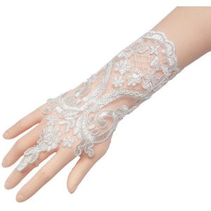 Wit Zwart Rood Kant Satijn Korte Bruids Handschoenen Vingerloze Bruiloft Handschoenen Bruiloft Accessoires Voor Vrouwen