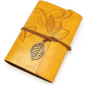 Vintage Goud Bruin PU Lederen Cover Losse Blad Blanco Notebook Journal Dagboek