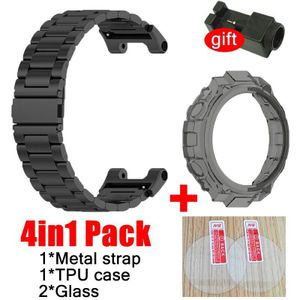 4in1 Band Voor Amazfit T-Rex Smart Watch Band Roestvrij Stalen Armband Voor Huami Amazfit Trex Case Cover Glas Screen protector