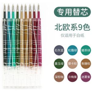 9 Kleuren Morandi Serie Gel Pen Inkt Vullingen 0.55Mm Gekleurde Pen Vullingen Kinderen Schilderen Graffiti Stationaire Kantoorbenodigdheden