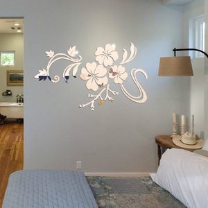 3D Spiegel Bloemen Art Verwijderbare Muursticker Acryl Muurschildering Decal Thuis Room Decor wanddecoraties woonkamer зеркало на стену