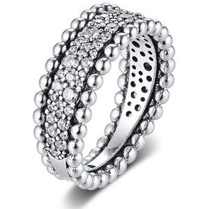 Ckk Zilver 925 Sieraden Kralen Pave Band Ring Voor Vrouwen Mode Originele Sterling Zilveren Ring