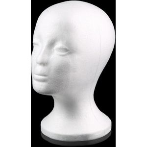 Witte Vrouwelijke Piepschuim Etalagepop Mannequin Hoofd Model Schuim Spons Pruik Haar Glazen Cap Opslag Display Stand Home Decor