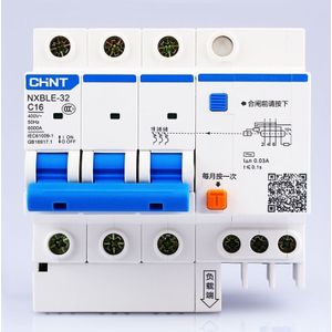 CHINT AC 230/400V NXBLE-32 3P aardlekschakelaar circuit breaker C 6 10 16 20 25 32A kortsluiting bescherming schakelaar