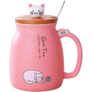 Japanse Stijl Retro Kat Melk Fles Keramische Mok Keramische Mok Koffie Met Lepel/Deksel/Cup Handvat Kat Keramische mok