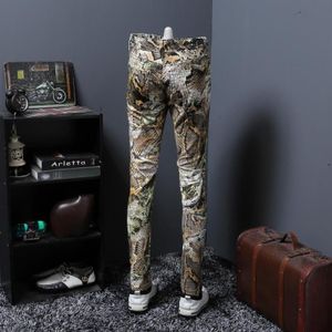 Mode mannen Serpentine Gedrukt Jeans Mannelijke Gekleurde Tekening Broek Bloem Broek Heren Skinny Jeans Klassieke Snake Grain