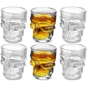 Schedel Gezicht Zware Base Whisky Shot Glazen Set 0f 6 Party Home Drank Drinkware Voor Brandy Liquor Bar Decor Jello cups 2.5Oz